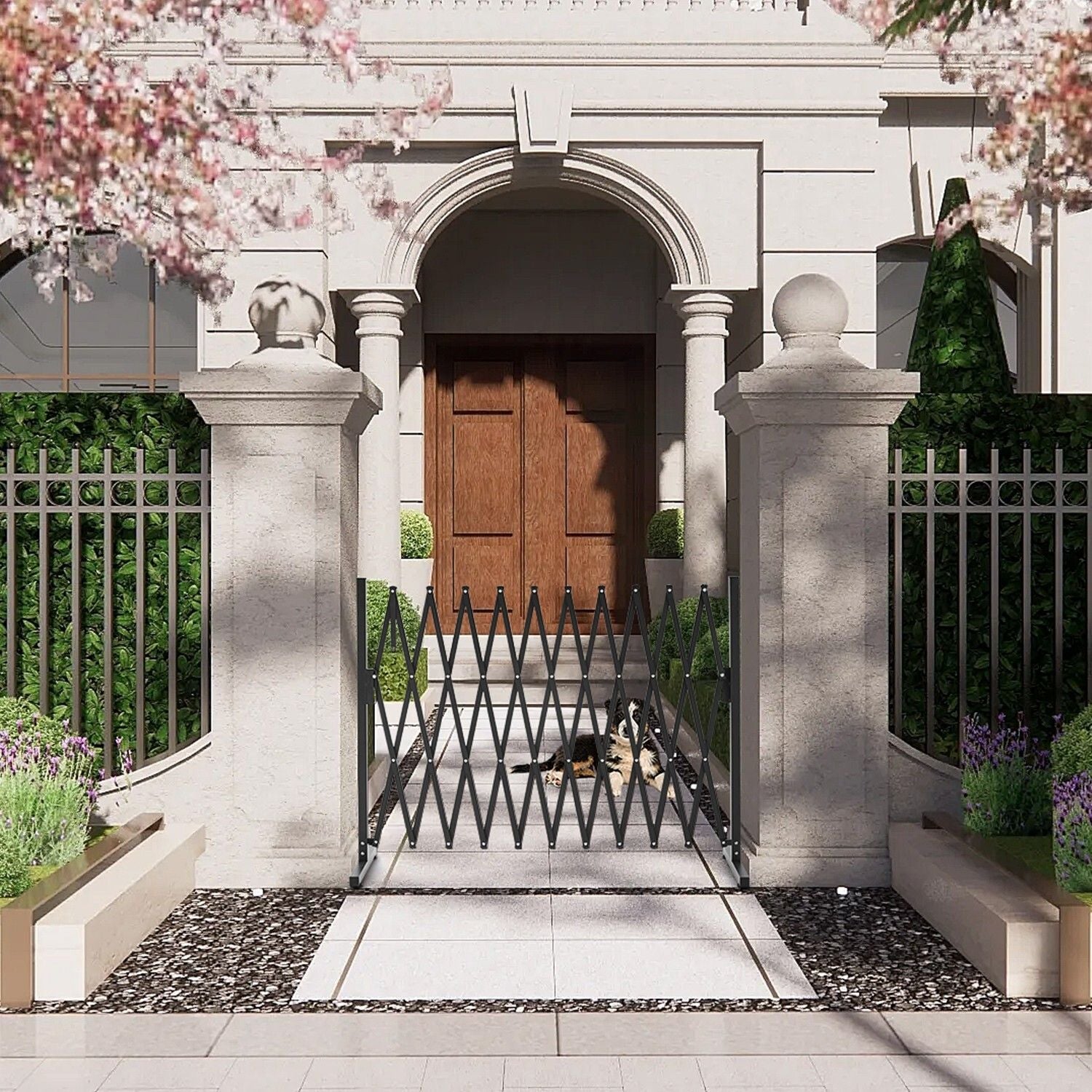 Retractable Aluminium Garden Gate Pet Fence Durable Indoor Outdoor V178-66922