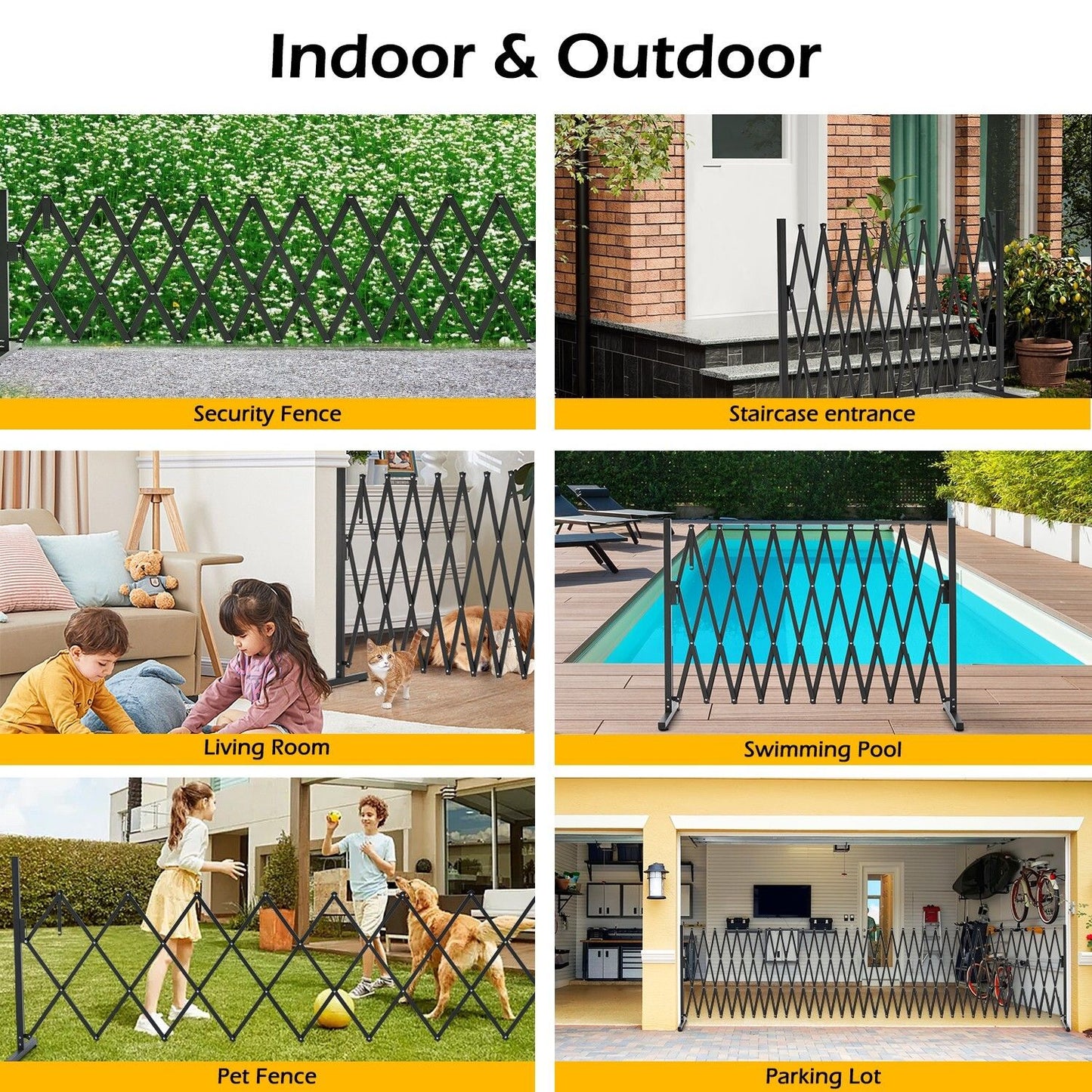Retractable Aluminium Garden Gate Pet Fence Durable Indoor Outdoor V178-66922