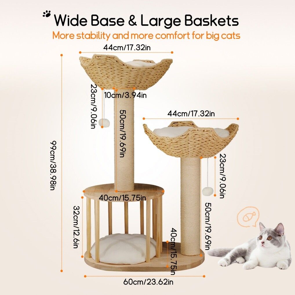 Cat Tree Tower Large Scratching Post Condo Basket Activity Center V178-66925