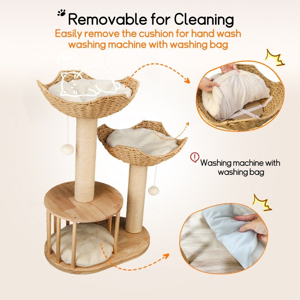 Cat Tree Tower Large Scratching Post Condo Basket Activity Center V178-66925