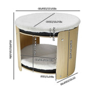 Elevated Double Cat Bed 2-Tier Wooden Plush Kitten Lounge V178-66928