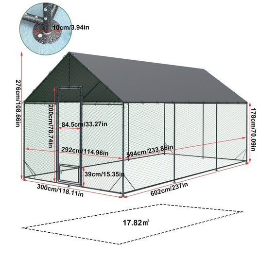 XXL Chicken Coop Hen House Cage 276x602x300cm V178-66932