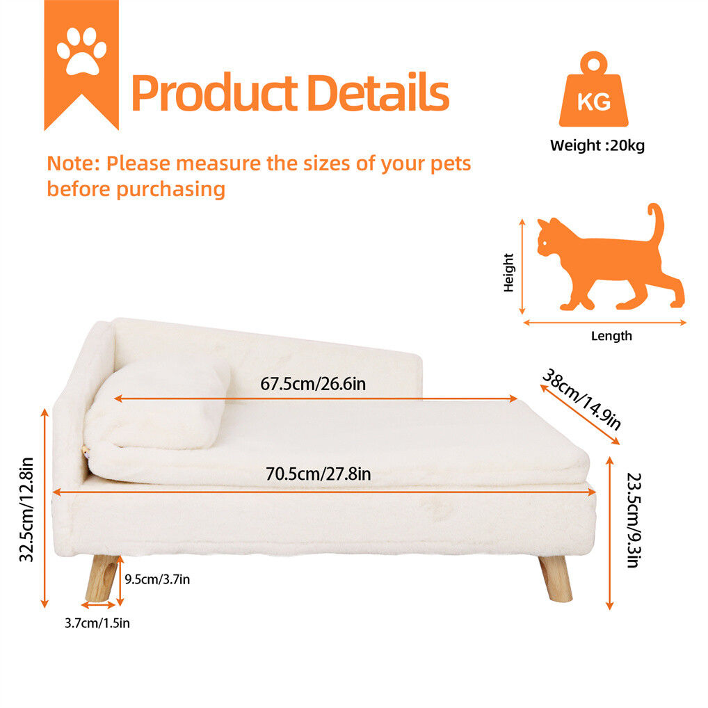 Luxury Pet Sofa Bed 70cm Rectangular Soft Cushion Anti-skid V178-66938
