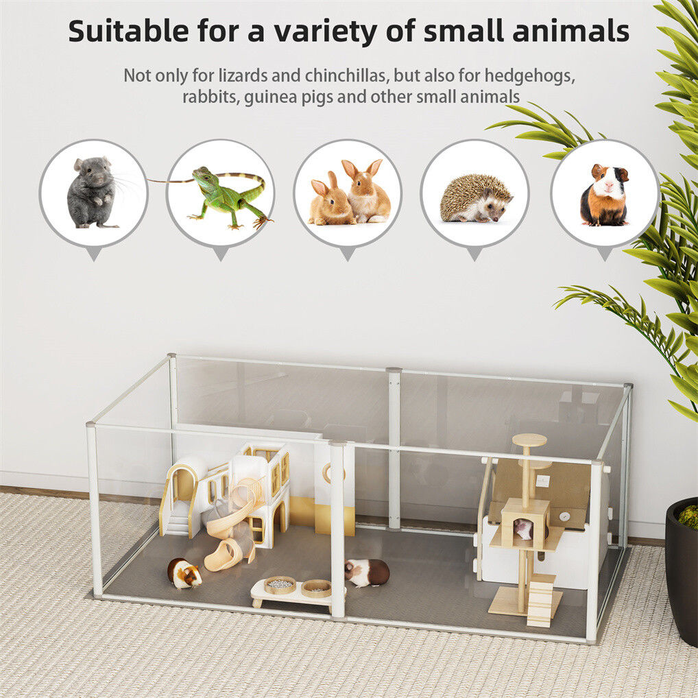 Clear Acrylic Dog Playpen 124x63x40CM, 6 Panels Cage V178-66940
