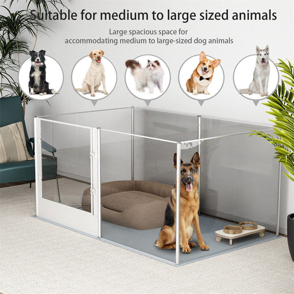 Large Acrylic Dog Playpen 163x102.5x80CM, 6 Panels V178-66941