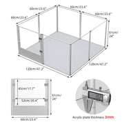 Large Acrylic Dog Playpen 120x120x61CM 8 Panels Cage V178-66942