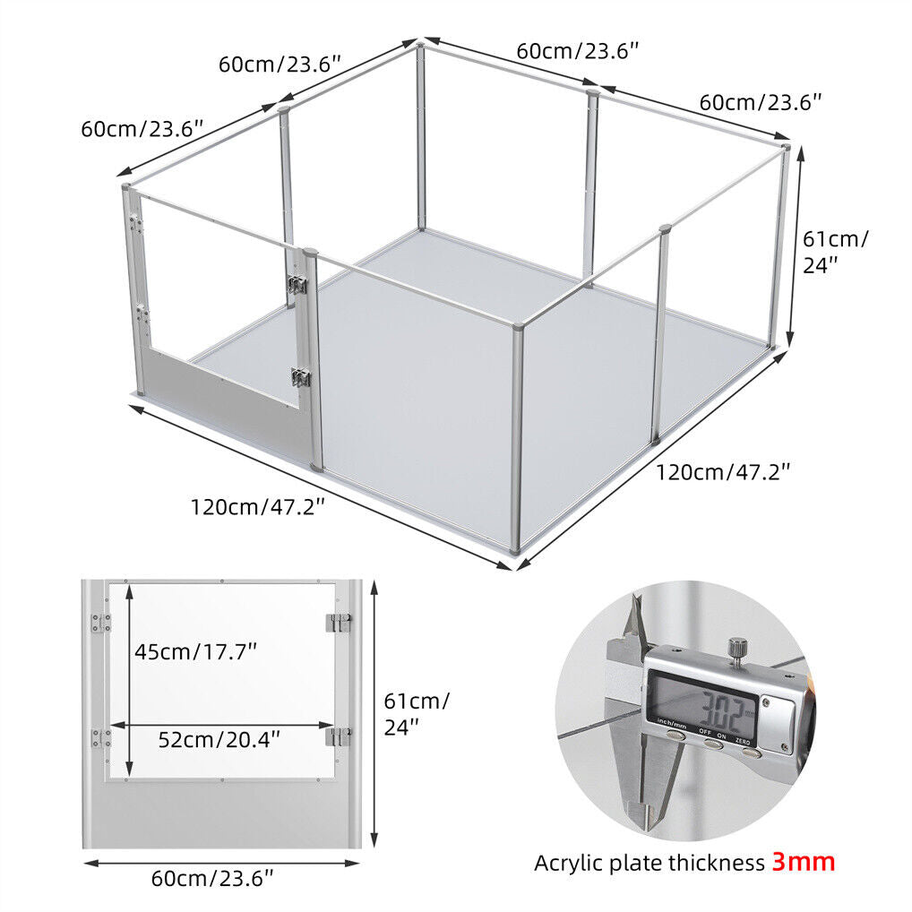 Large Acrylic Dog Playpen 120x120x61CM 8 Panels Cage V178-66942