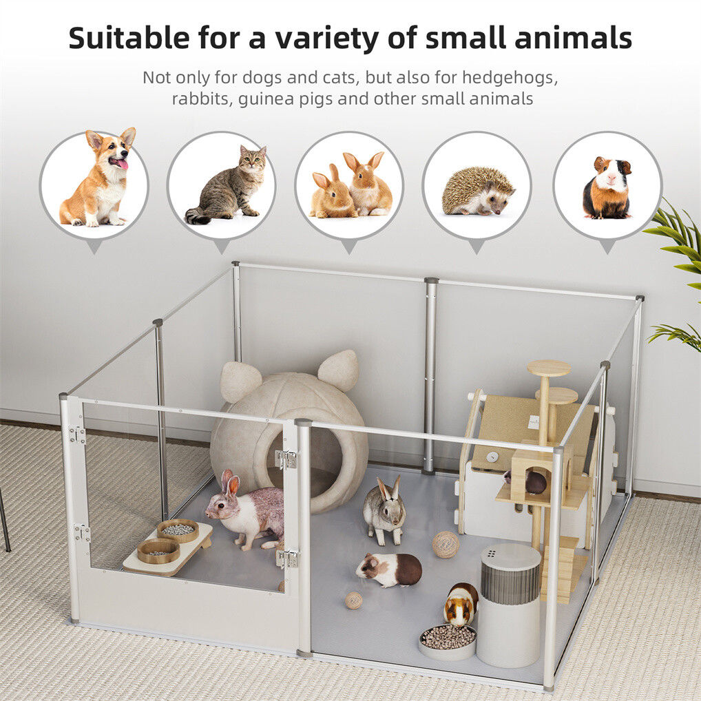 Large Acrylic Dog Playpen 120x120x61CM 8 Panels Cage V178-66942