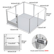 Large Acrylic Dog Playpen 132x132x80.5cm, 8 Panels Cage V178-66943