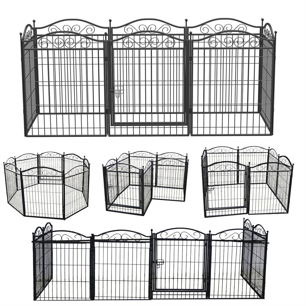 8 Panel Pet Playpen Gate Extension w/ Lockable Door V178-66944