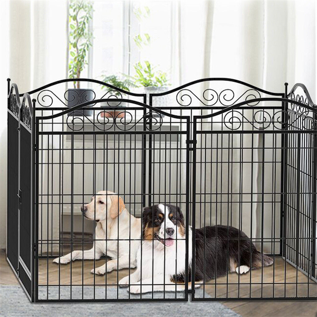 16 Panel Pet Playpen Gate Extension w/ Lockable Door Large Dog Cage V178-66945
