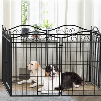 16 Panel Pet Playpen Gate Extension w/ Lockable Door Large Dog Cage V178-66945