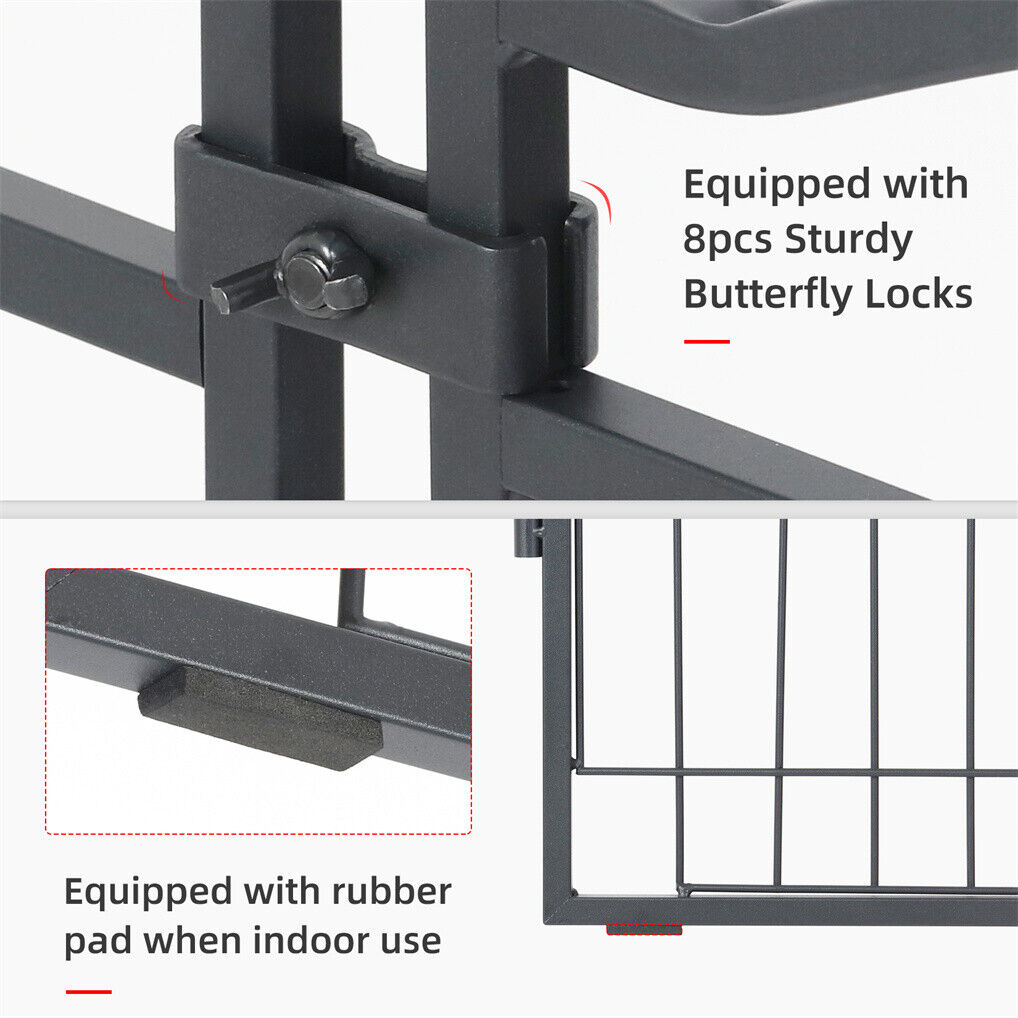 16 Panel Pet Playpen Gate Extension w/ Lockable Door Large Dog Cage V178-66945