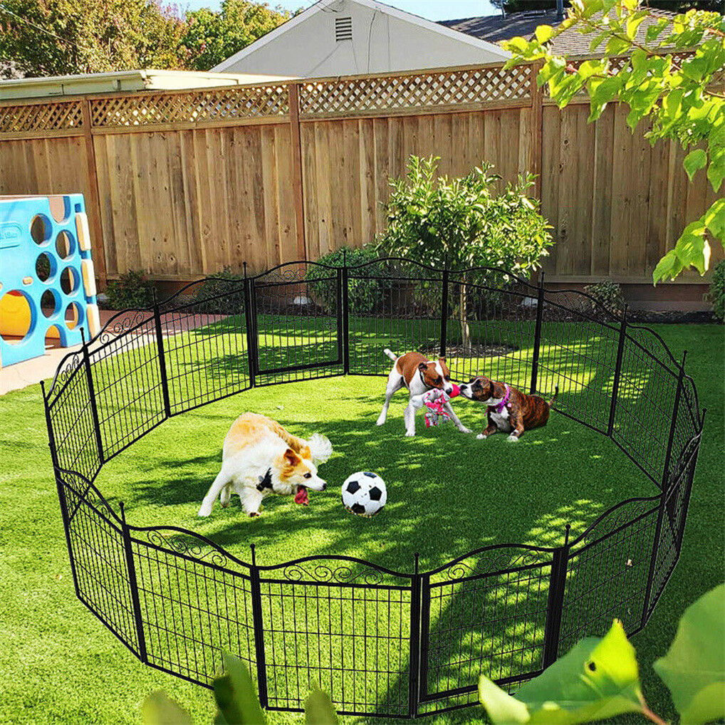 16 Panel Pet Playpen Gate Extension w/ Lockable Door Large Dog Cage V178-66945