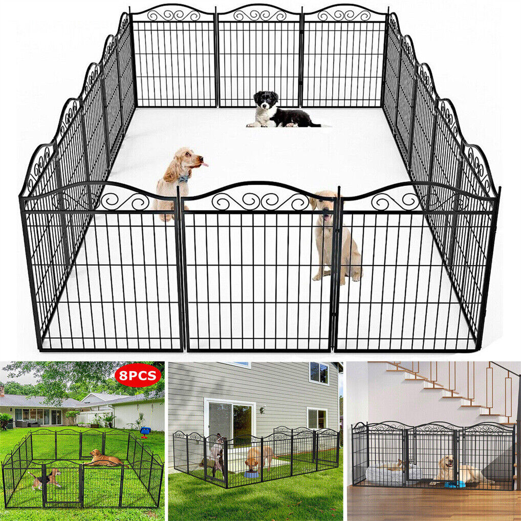 16 Panel Pet Playpen Gate Extension w/ Lockable Door Large Dog Cage V178-66945