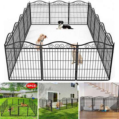 16 Panel Pet Playpen Gate Extension w/ Lockable Door Large Dog Cage V178-66945