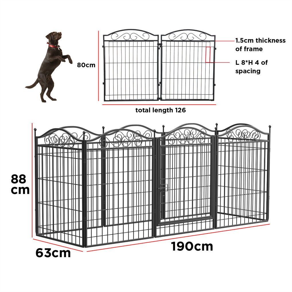 16 Panel Pet Playpen Gate Extension w/ Lockable Door Large Dog Cage V178-66945