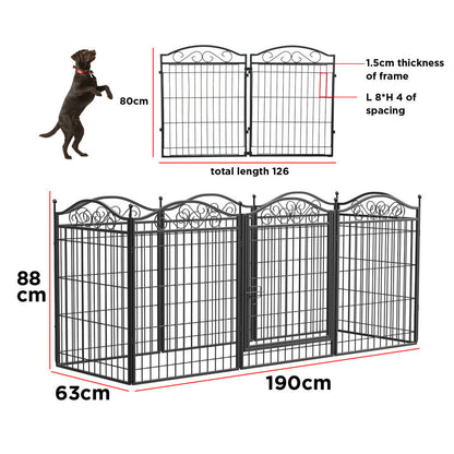 16 Panel Pet Playpen Gate Extension w/ Lockable Door Large Dog Cage V178-66945