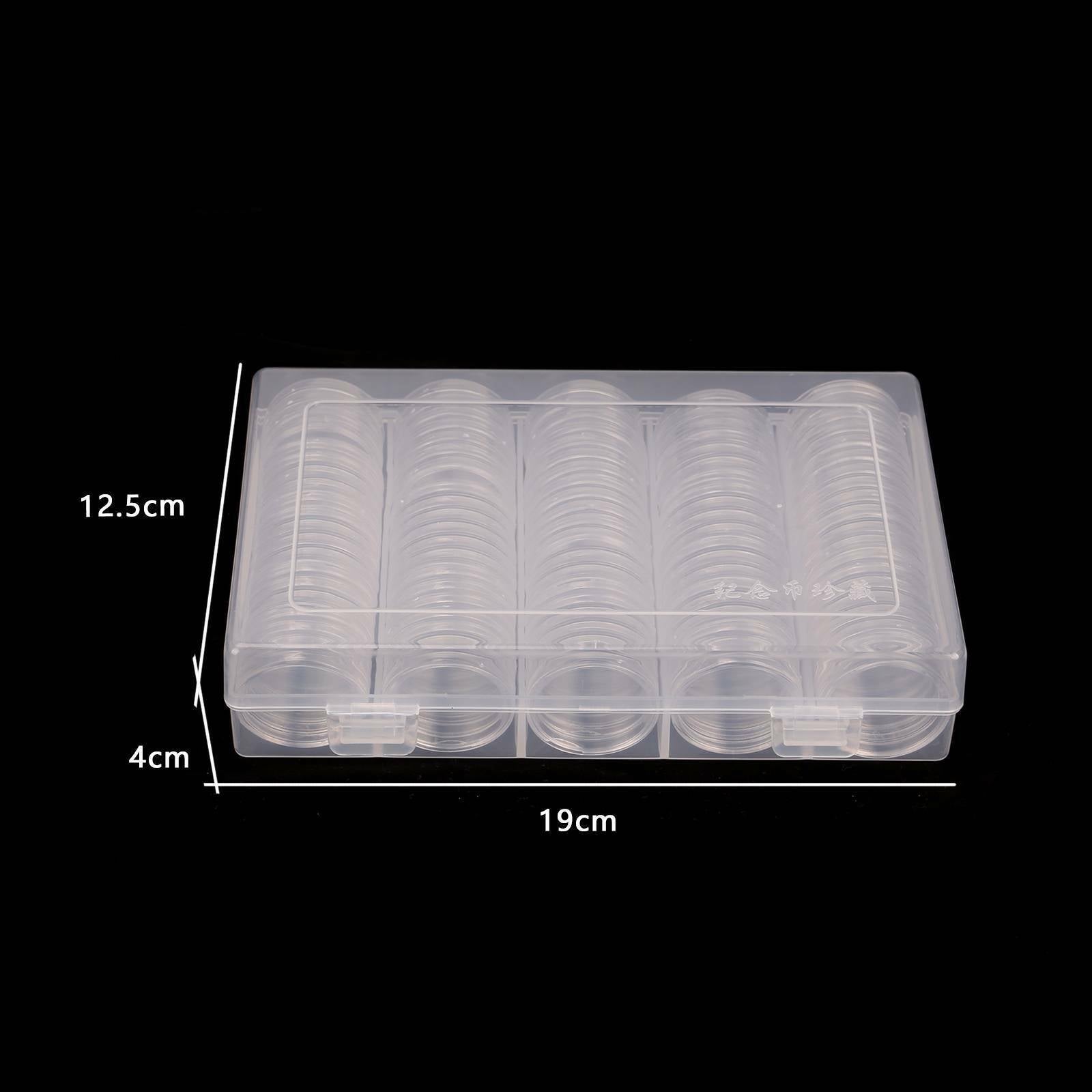 100PCS Clear Plastic Coin Holder Storage Box 20-30mm V178-66950