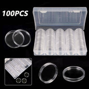 100PCS Clear Plastic Coin Holder Storage Box 20-30mm V178-66950