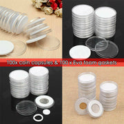 100PCS Clear Plastic Coin Holder Storage Box 20-30mm V178-66950