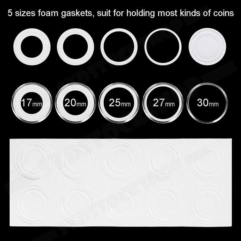 100PCS Clear Plastic Coin Holder Storage Box 20-30mm V178-66950