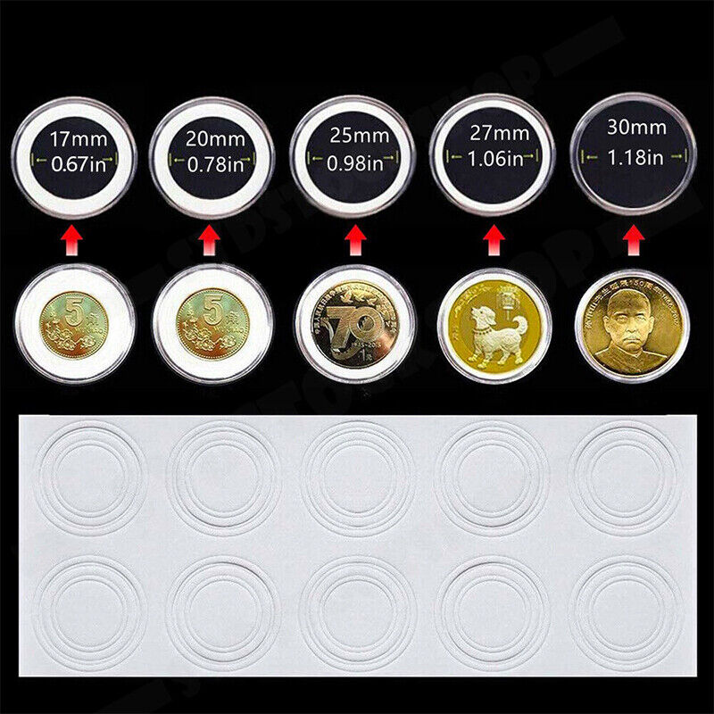 100PCS Clear Plastic Coin Holder Storage Box 20-30mm V178-66950