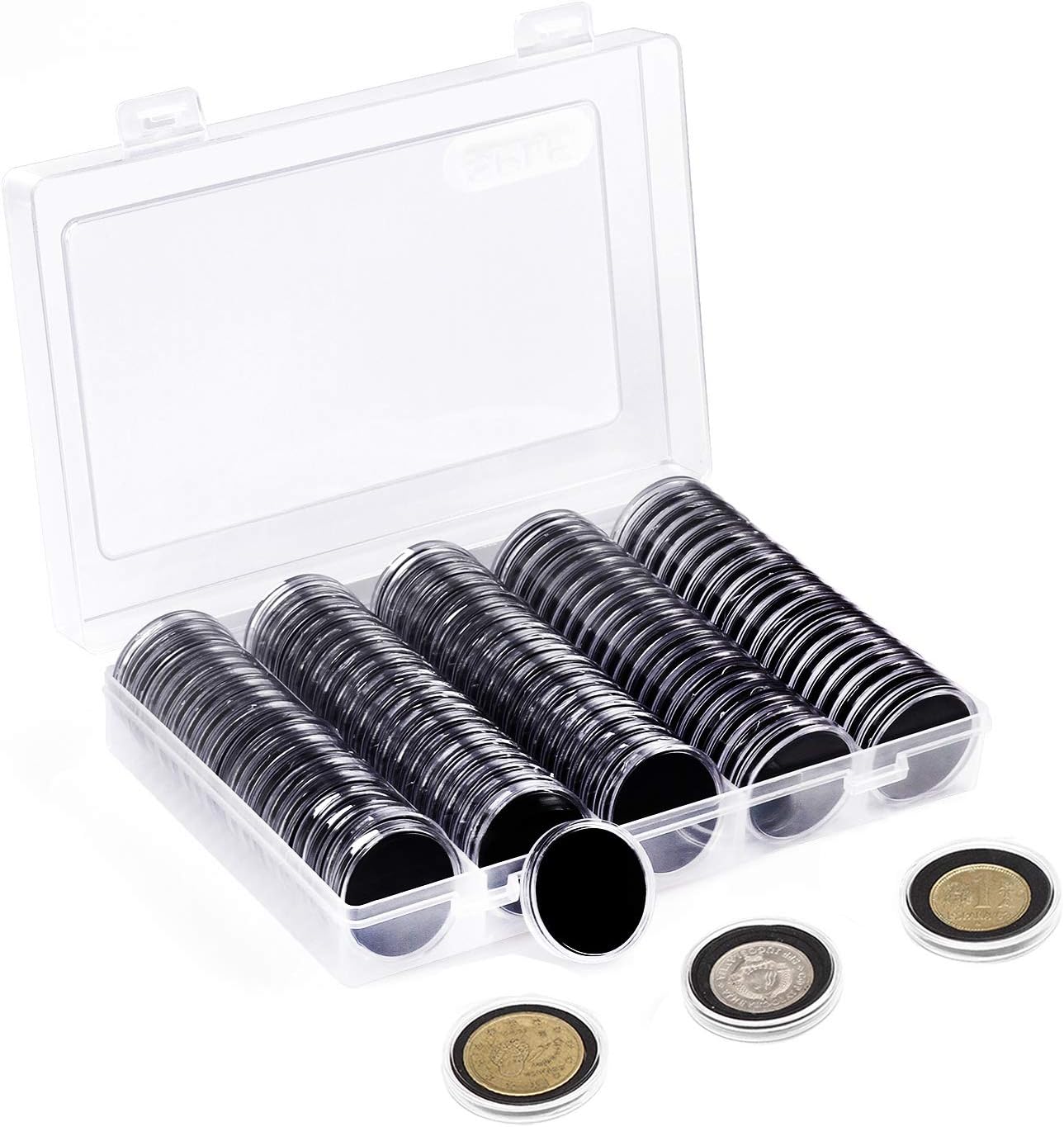 100pcs 46mm Clear Plastic Coin Holder Capsules Storage Box V178-66953