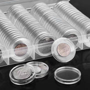 100pcs 46mm Clear Plastic Coin Holder Capsules Storage Box V178-66953