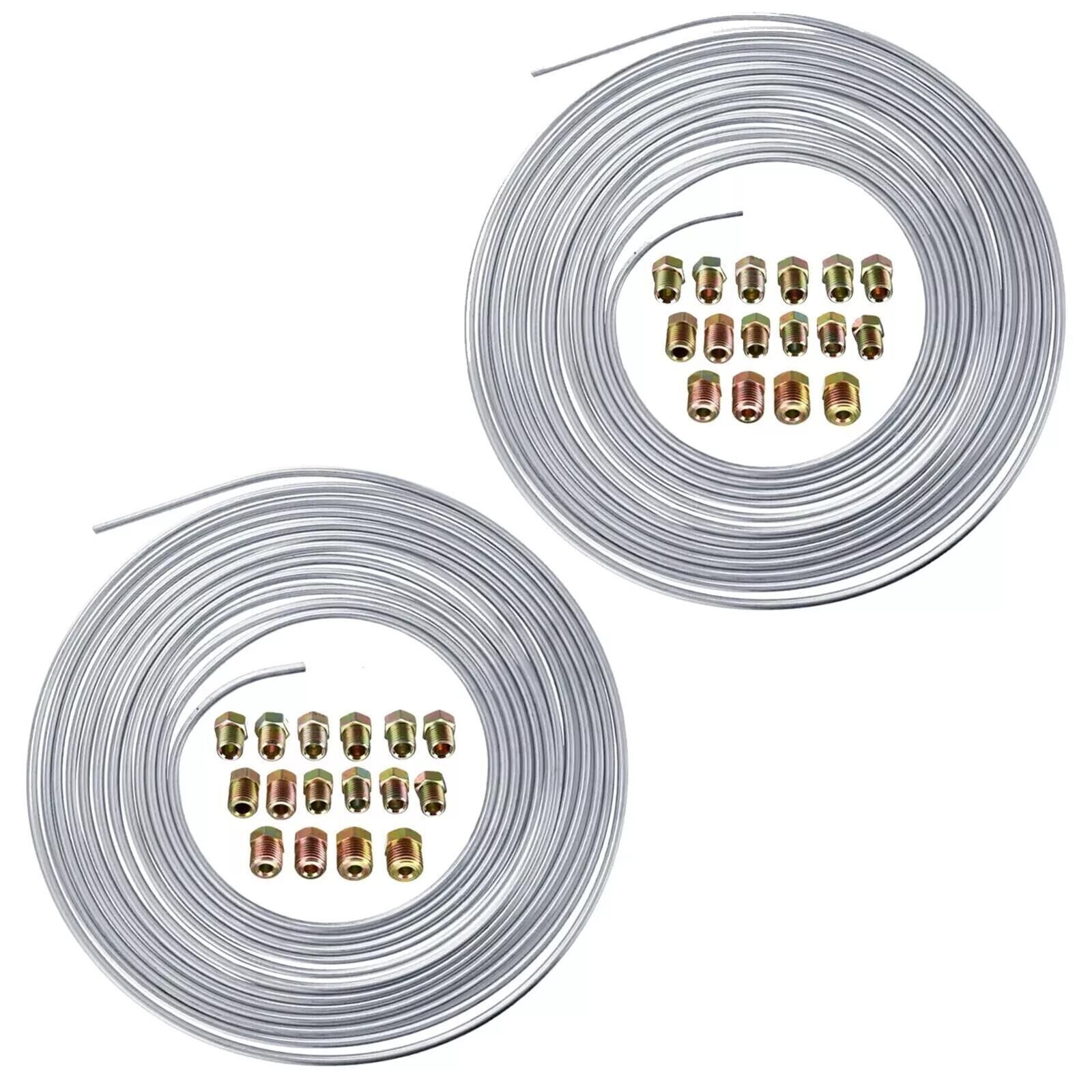 25Ft 3/16'' OD Steel Zinc Brake Line Tubing Kit 150MPa +32 Fittings V178-66954