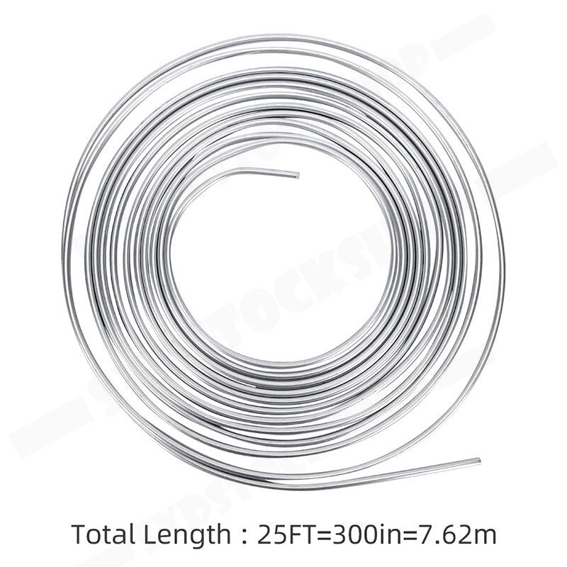 25Ft 3/16'' OD Steel Zinc Brake Line Tubing Kit 150MPa +32 Fittings V178-66954