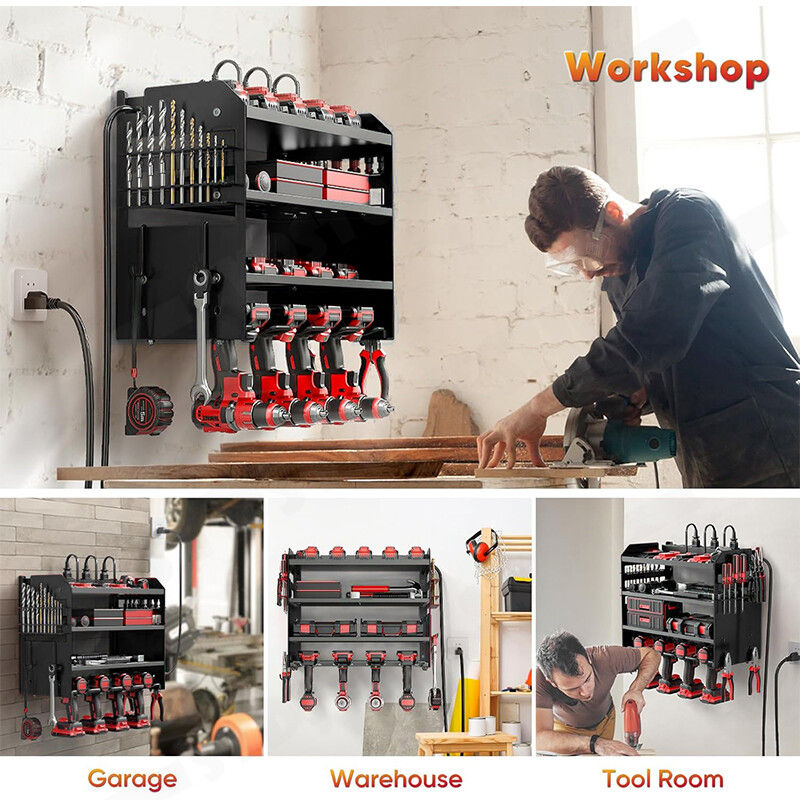 Power Tool Rack Organizer - Wall Mount Drill Holder, 4 Layers V178-66956