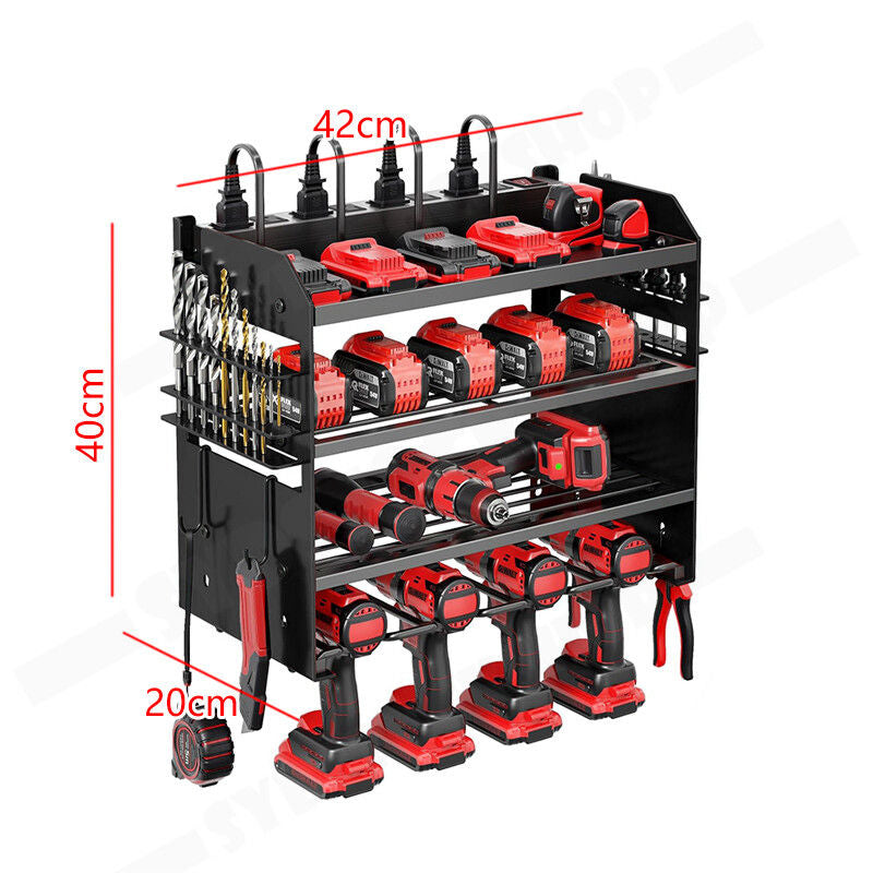 Power Tool Rack Organizer - Wall Mount Drill Holder, 4 Layers V178-66956