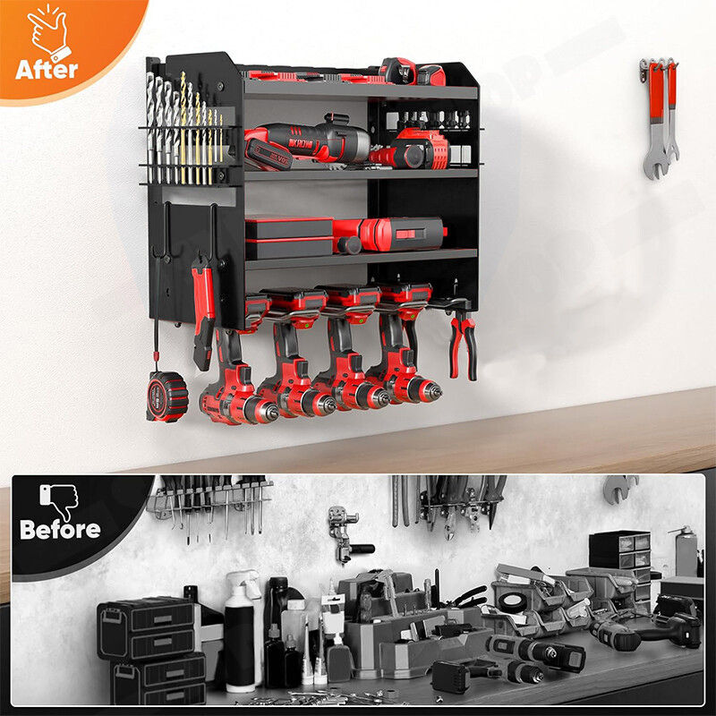 Power Tool Rack Organizer - Wall Mount Drill Holder, 4 Layers V178-66956