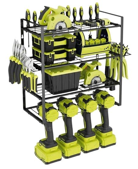 4-Layer Heavy Duty Drill Holder Wall Mount Tool Rack Organizer, V178-66957