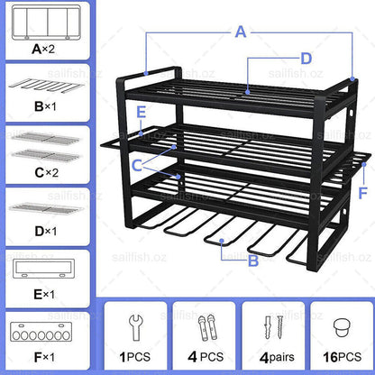 4-Layer Heavy Duty Drill Holder Wall Mount Tool Rack Organizer, V178-66957