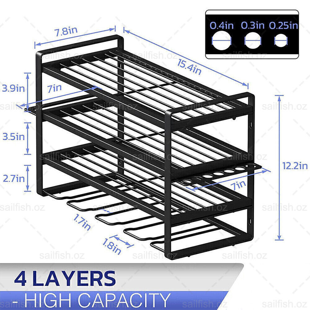 4-Layer Heavy Duty Drill Holder Wall Mount Tool Rack Organizer, V178-66957