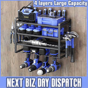 4-Layer Heavy Duty Drill Holder Wall Mount Tool Rack Organizer, V178-66957