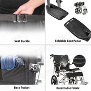 16 Lightweight Foldable Wheelchair Flat-Free Tires Handbrakes V178-66961
