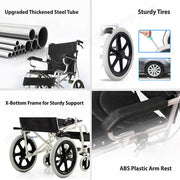 16 Lightweight Foldable Wheelchair Flat-Free Tires Handbrakes V178-66961