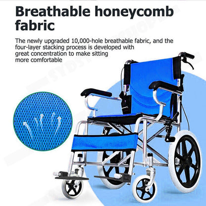 16 Lightweight Foldable Wheelchair Flat-Free Tires Handbrakes V178-66961