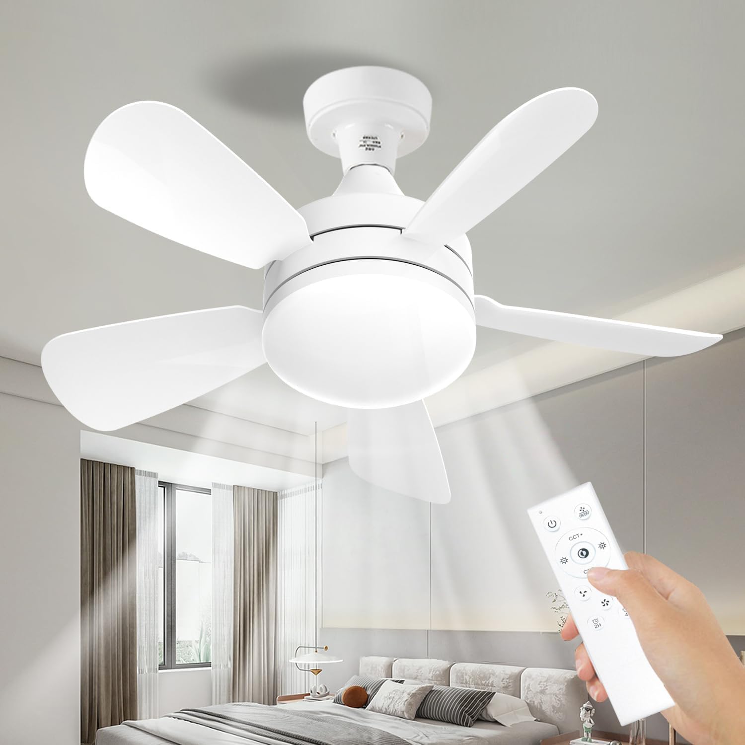 16.5 Ceiling Fan with LED Light 3-Speed Remote Control V178-66962