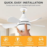 16.5 Ceiling Fan with LED Light 3-Speed Remote Control V178-66962