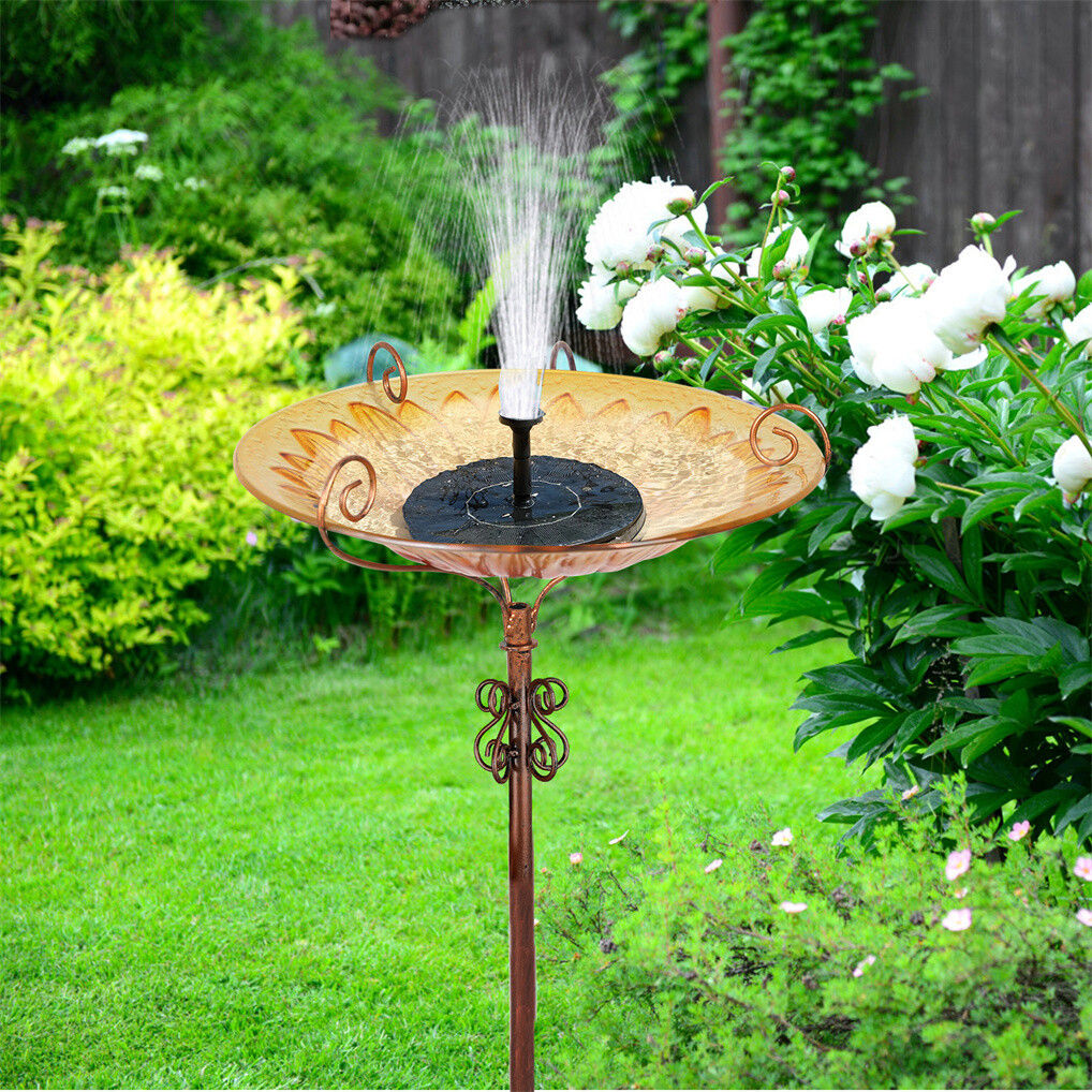Solar Bird Bath Feeder Fountain Deck Post Mount V178-66968