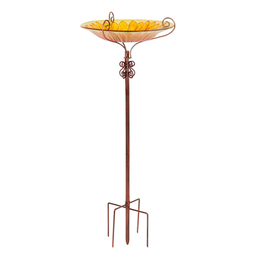 Solar Bird Bath Feeder Fountain Deck Post Mount V178-66968