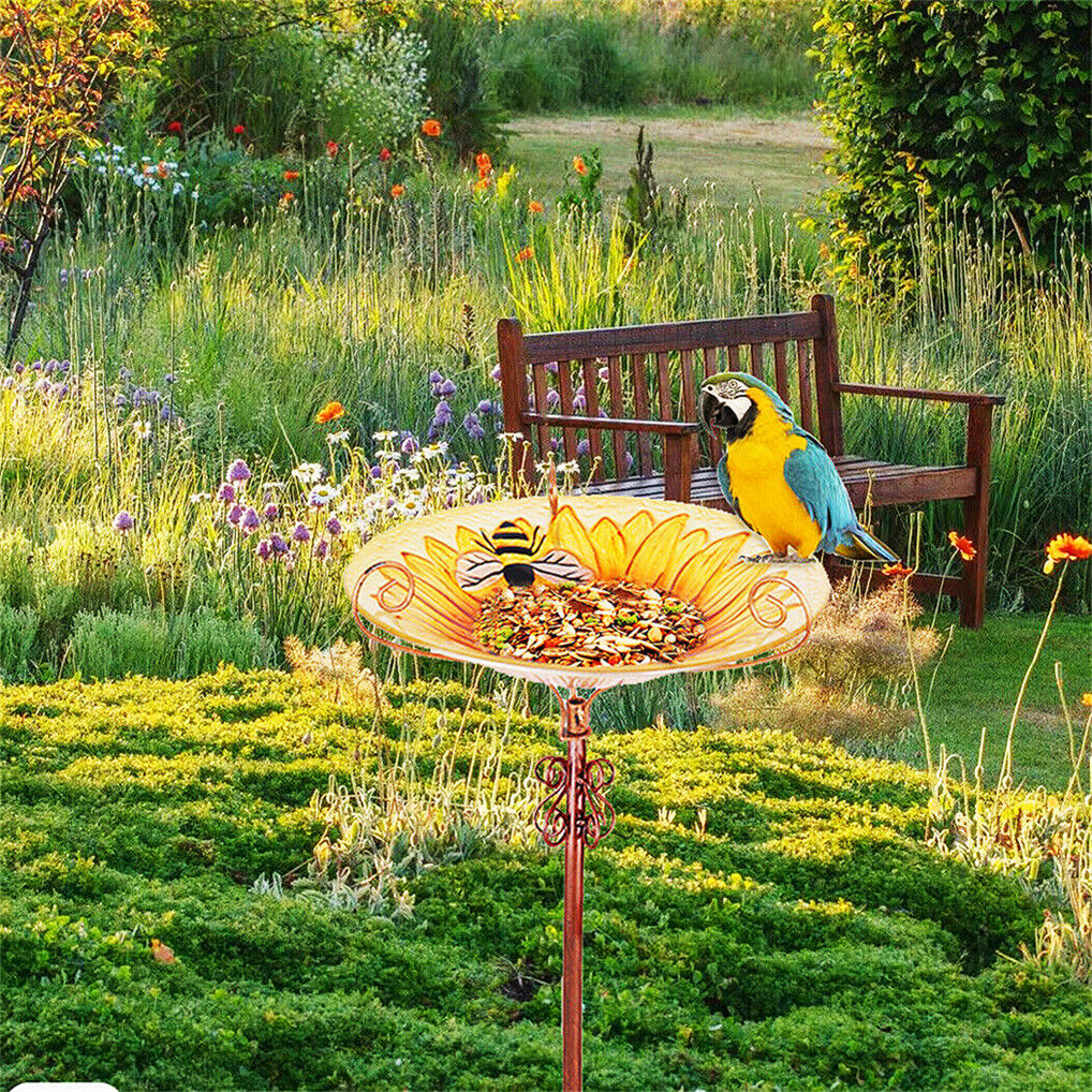 Solar Bird Bath Feeder Fountain Deck Post Mount V178-66968