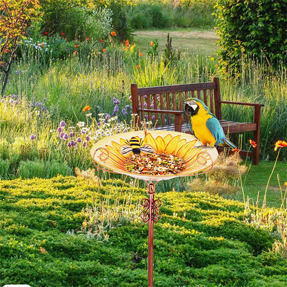 Solar Bird Bath Feeder Fountain Deck Post Mount V178-66968
