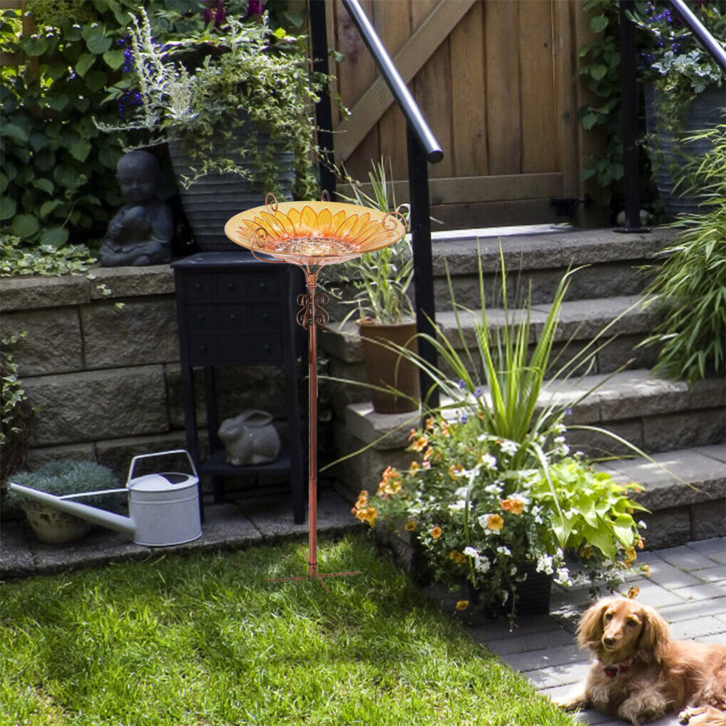 Solar Bird Bath Feeder Fountain Deck Post Mount V178-66968