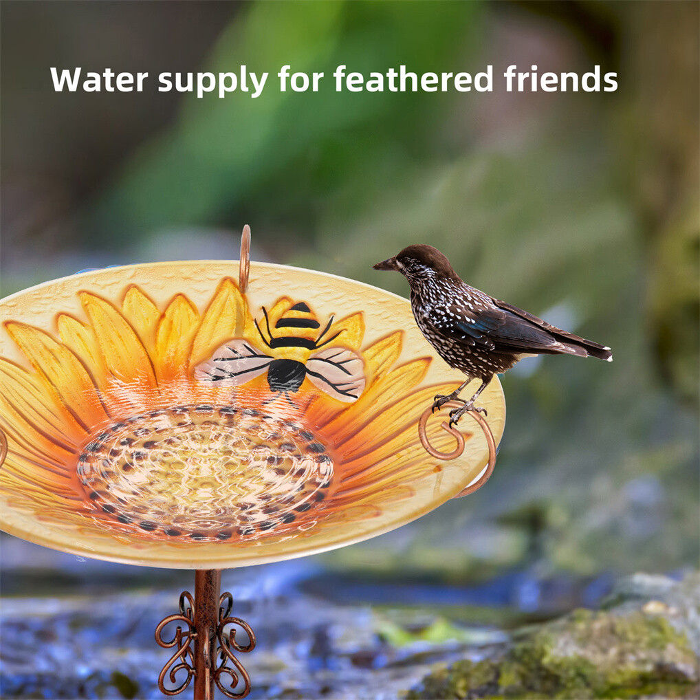 Solar Bird Bath Feeder Fountain Deck Post Mount V178-66968