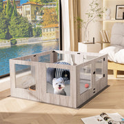 Indoor Dog Pen Tempered Glass Kennel w/ Pad V178-66969